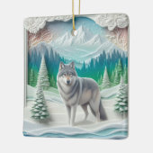 Persoonlijk Wolf Kerst Wonderland Kerstmis Keramisch Ornament (Links)