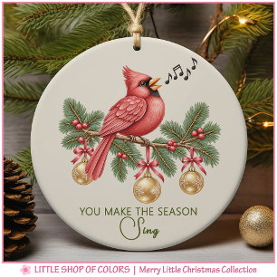 Persoonlijk Woodland Cardinal Muziek Liefhebber Keramisch Ornament