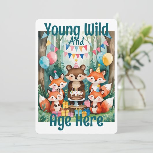 Persoonlijk Young Wild And Leeftijd Verjaardagsfee Kaart (Staand voorkant)