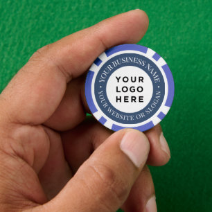 Persoonlijk Zakelijk Logo en Tekst Elegant Blauw Poker Chips