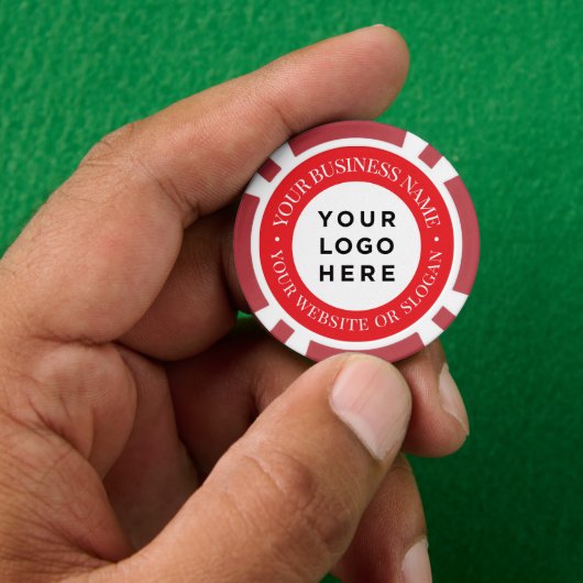 Persoonlijk Zakelijk Logo en Tekst Elegant Rood Poker Chips (Hand)