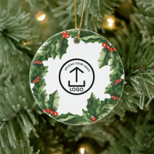 Persoonlijk Zakelijk Logo Hulst Kers Bedrijfslogo Keramisch Ornament