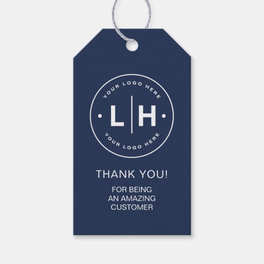 Persoonlijk Zakelijk Logo Marineblauw Cadeaulabel (Voorkant)