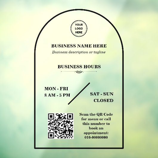 Persoonlijk Zakelijk Logo Open Kantooruren Deur Raamsticker (Vel 3)