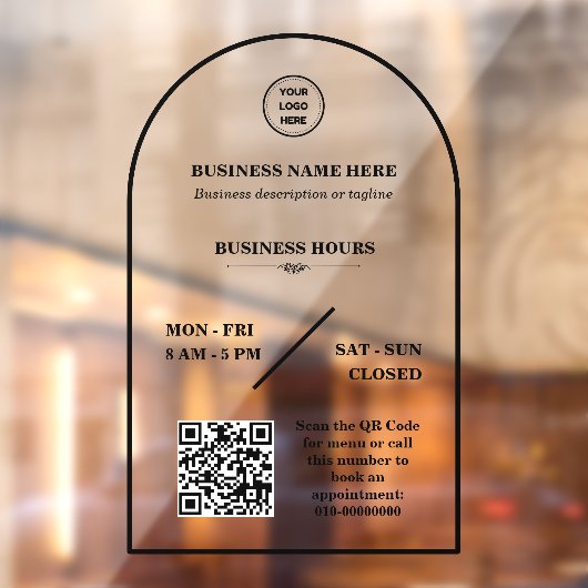 Persoonlijk Zakelijk Logo Open Kantooruren Deur Raamsticker (Vel 2)