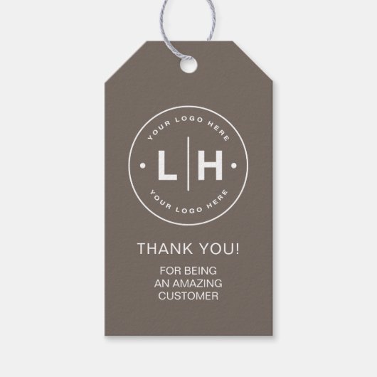 Persoonlijk Zakelijk Logo Taupe Cadeaulabel (Voorkant)
