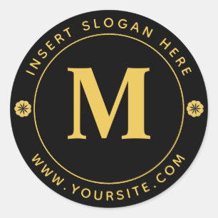 Persoonlijk Zakelijk Monogram Goud Zwart Ronde Sticker