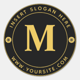 Persoonlijk Zakelijk Monogram Goud Zwart Ronde Sticker