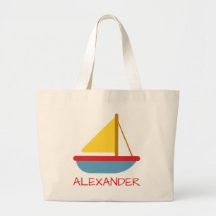 Persoonlijk zeilboot speelgoed voor kinderen grote tote bag