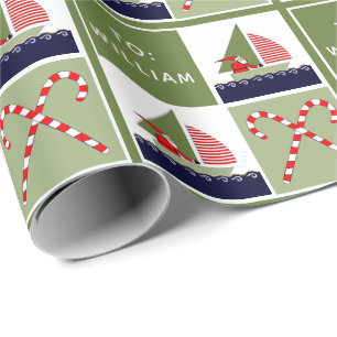 Persoonlijk zeilbootvakantiegeschenk cadeaupapier