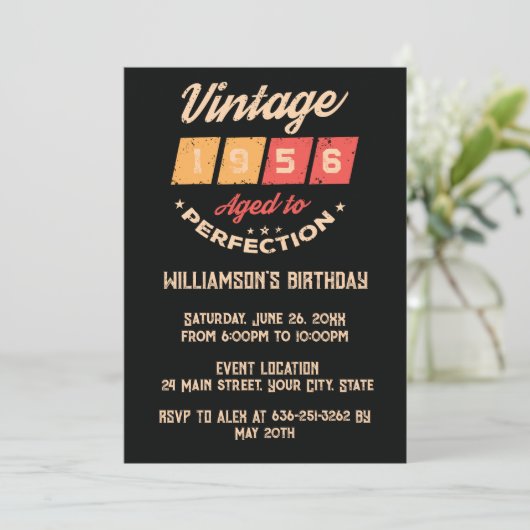 Persoonlijk zeventig vintage 70ste verjaardagsfees kaart (Staand voorkant)