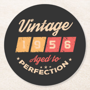 Persoonlijk zeventig vintage 70ste verjaardagsfees ronde kartonnen onderzetter