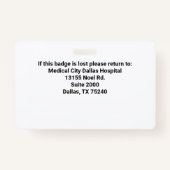 Persoonlijk Ziekenhuis werknemer Foto ID-kaart Badge (Achterkant)