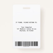 Persoonlijk Ziekenhuis werknemer Foto ID-kaart Badge (Achterkant)
