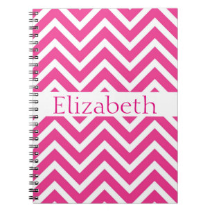 Persoonlijk zigzag-chevronpatroon Roze Wit Notitieboek