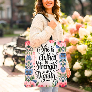 Persoonlijk Zij Is Bekleed Met Kracht Christelijk  Tote Bag