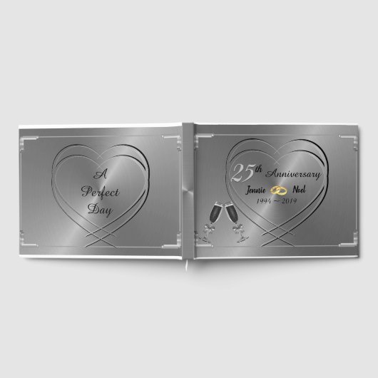Persoonlijk Zilver 25th Wedding Jubileum Gastenboek (Volledig)