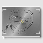 Persoonlijk Zilver 25th Wedding Jubileum Gastenboek (Voorkant)