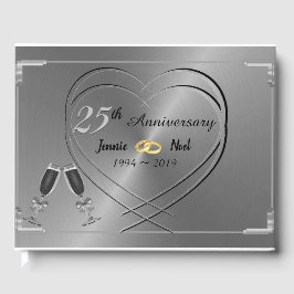 Persoonlijk Zilver 25th Wedding Jubileum Gastenboek