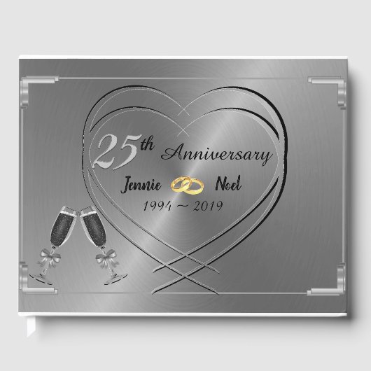 Persoonlijk Zilver 25th Wedding Jubileum Gastenboek (Voorkant)