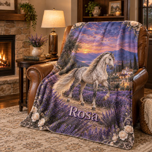 Persoonlijk zilver Andalusisch paard lavendel  Fleece Deken