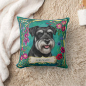Persoonlijk Zilver & Zwarte Schnauzer Teal Kussen (Deken)
