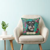 Persoonlijk Zilver & Zwarte Schnauzer Teal Kussen (Stoel)