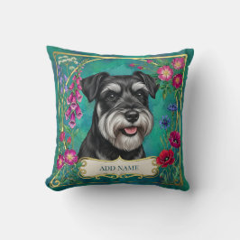 Persoonlijk Zilver & Zwarte Schnauzer Teal Kussen