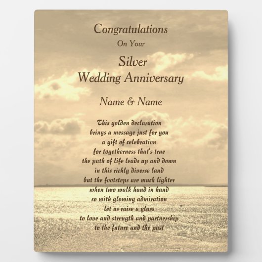 Persoonlijk Zilverweddenschap Jubileum Fotoplaat (Voorkant)