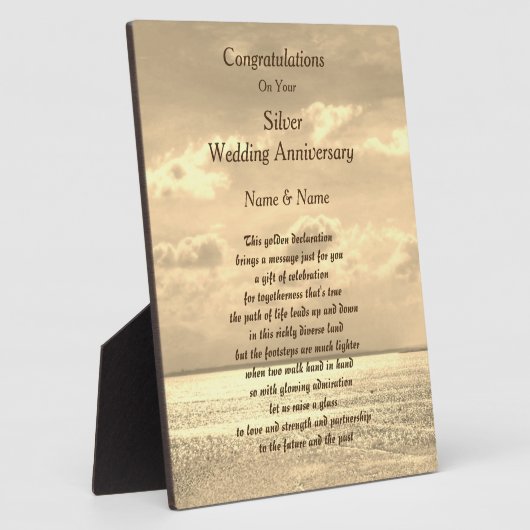 Persoonlijk Zilverweddenschap Jubileum Fotoplaat (Zijkant)