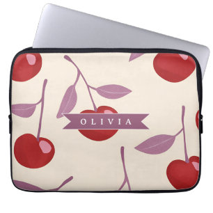 Persoonlijk Zoete Kersenpatroon Mooie Meisjesachti Laptop Sleeve
