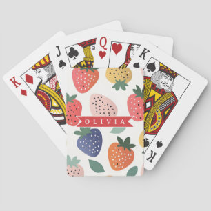 Persoonlijk Zomer Kleurrijk Aardbeienpatroon Pokerkaarten