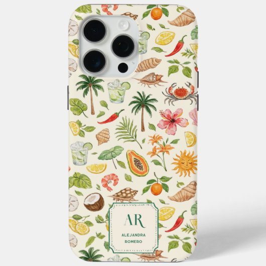 Persoonlijk Zomer Watercolor Monogram Case-Mate iPhone Case (Achterkant)