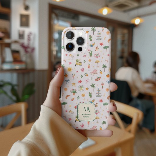 Persoonlijk Zomer Watercolor Monogram Case-Mate iPhone Case