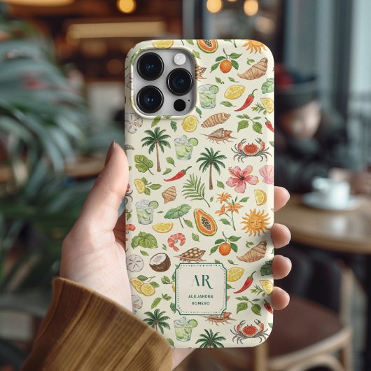 Persoonlijk Zomer Watercolor Monogram Case-Mate iPhone Case