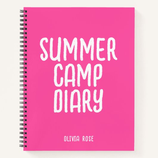 Persoonlijk zomerkampdagboek in roze  notitieboek (Voorkant)