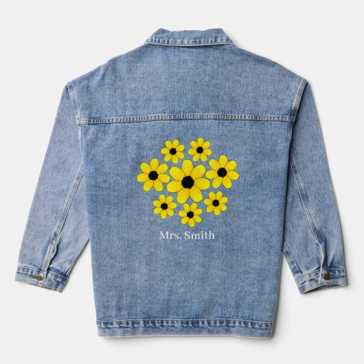 Persoonlijk Zonnebloem Bruid Trouw Denim Jas Denim Jacket (Achterkant)