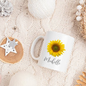 Persoonlijk Zonnebloem Elegant Script Koffiemok