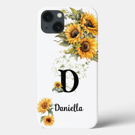 Persoonlijk Zonnebloem Initiaal Naam Ontwerp Case-Mate iPhone Case (Achterkant)