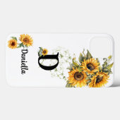 Persoonlijk Zonnebloem Initiaal Naam Ontwerp Case-Mate iPhone Case (Achterkant (horizontaal))