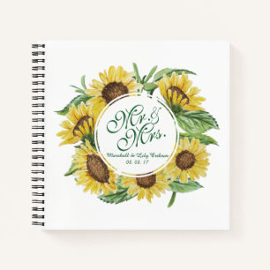 Persoonlijk Zonnebloem Wreath Wedding Guestbook Notitieboek