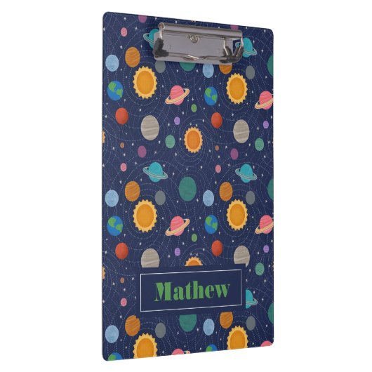 Persoonlijk zonnestelsel met zon en planeten klembord (Rechts)