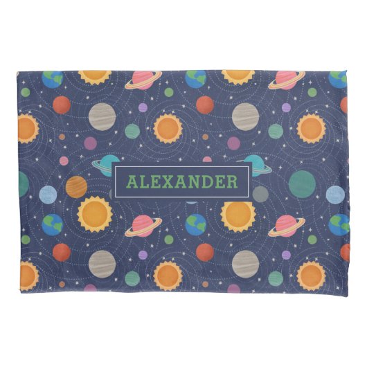 Persoonlijk zonnestelsel met zon en planeten kussensloop (Voorkant)