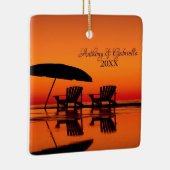 Persoonlijk zonnestrand met stoelenversiering keramisch ornament (Rechts)