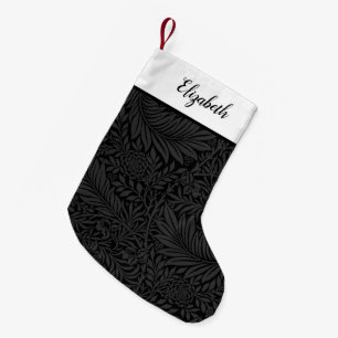 Persoonlijk zwart bloempatroon kleine kerstsok