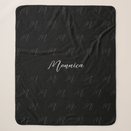 Persoonlijk zwart elegant schrift sherpa deken