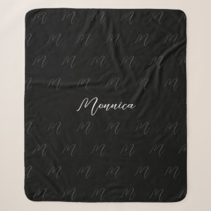 Persoonlijk zwart elegant schrift sherpa deken