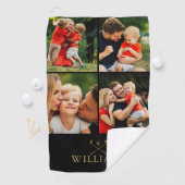 Persoonlijk zwart en goud fotocollage golfhanddoek (Insitu)