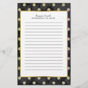 Persoonlijk zwart en goud stippelpatroon briefpapier