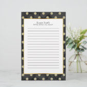 Persoonlijk zwart en goud stippelpatroon briefpapier (Staand voorkant)